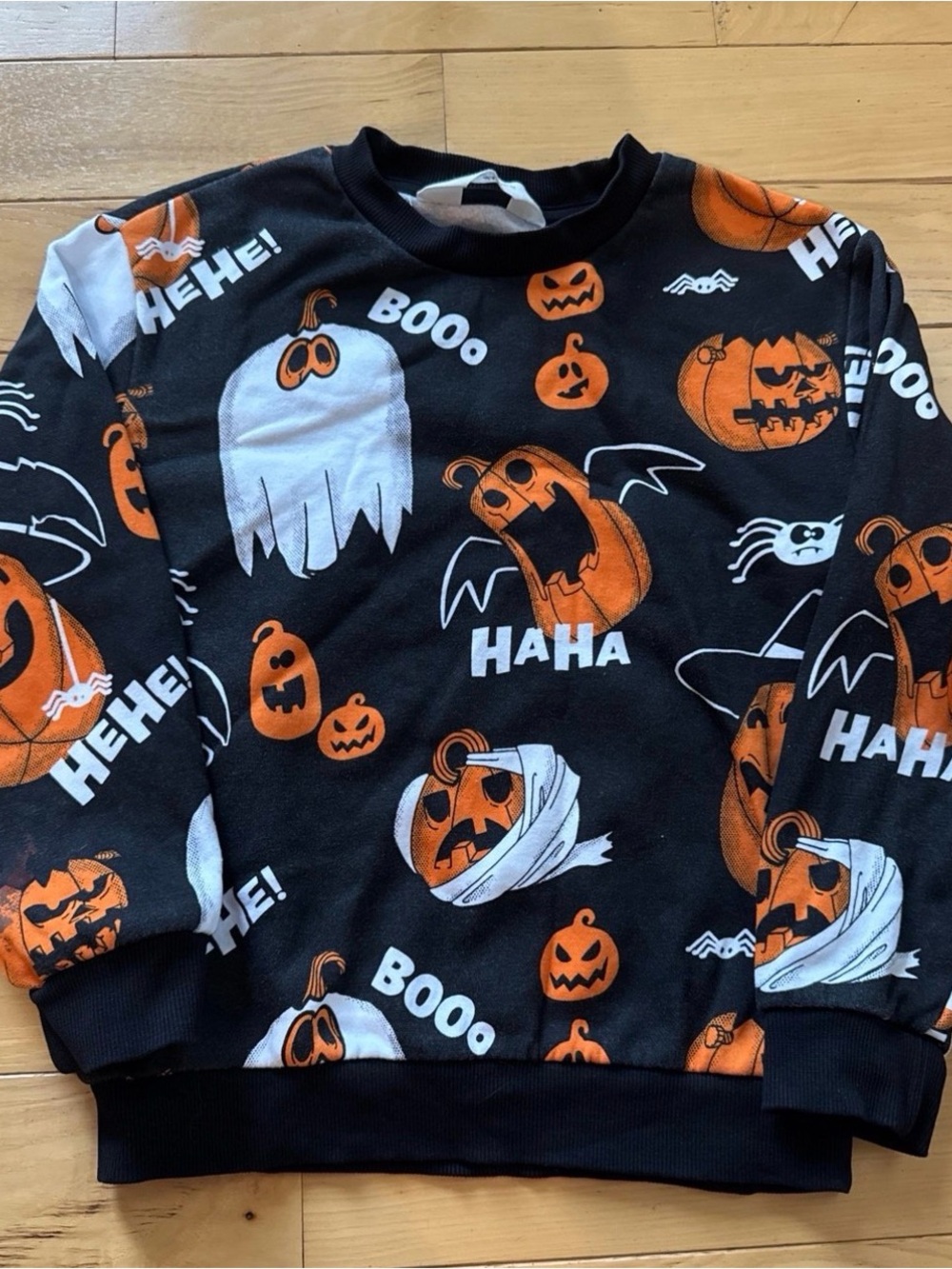 H&M Black Orange & White Halloween Pumpkin Ghost Sweatshirt